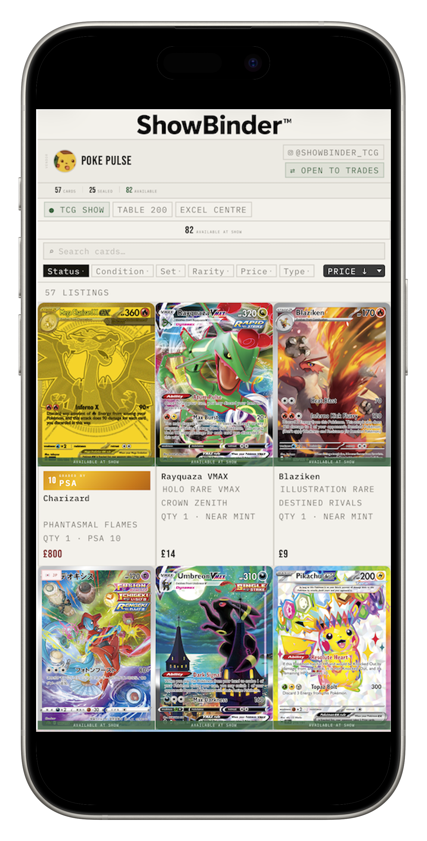 Buyer inventory page on mobile